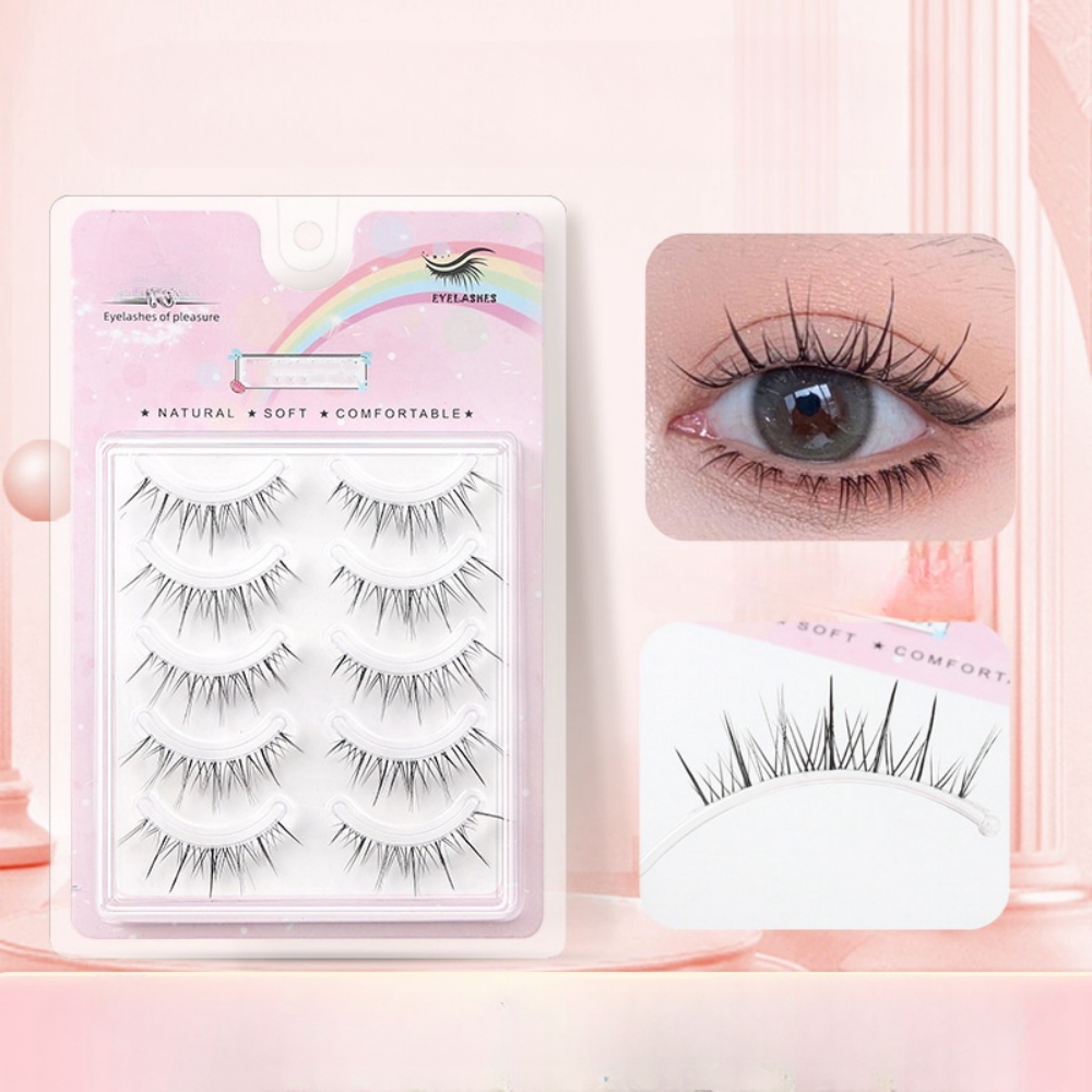 Beauty Makeup Look - 5 paar transparante golvende valse wimpers,