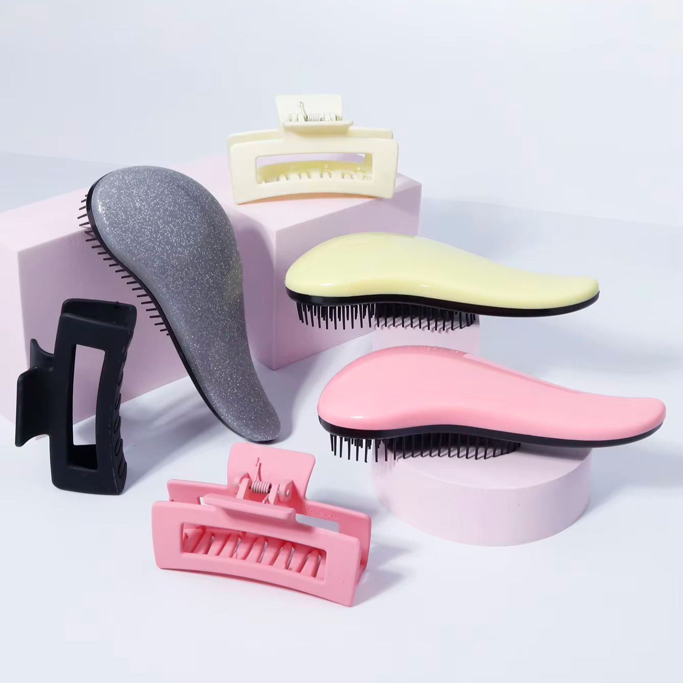 Hair Scalp Massager - 2-delige haarstyling-toolset, antislip vierkante getande klem,