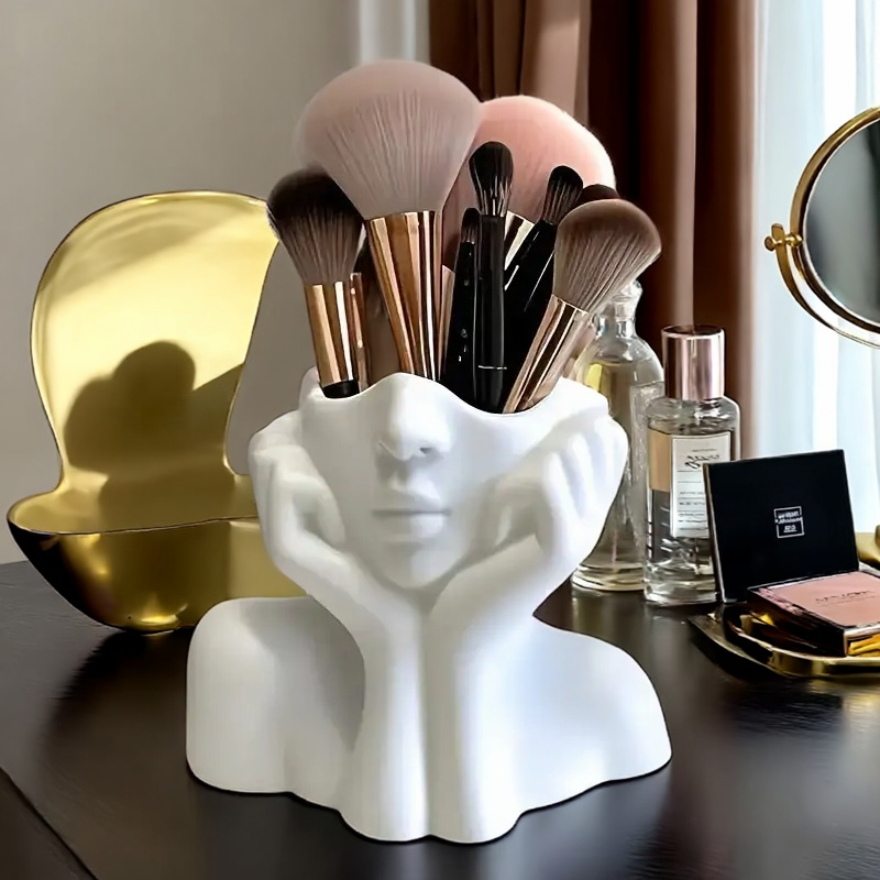 Beauty Makeup Design - Gezichtsvorm make-upborstelhouder - Draagbare opbergdoos Schoonheidsmake-up