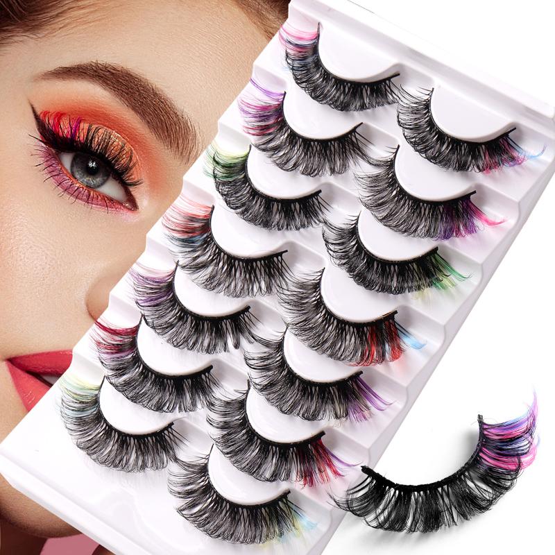 7 Paar Kleurrijke Nepwimpers 3 - False Eyelashes Natural recensie en prijs